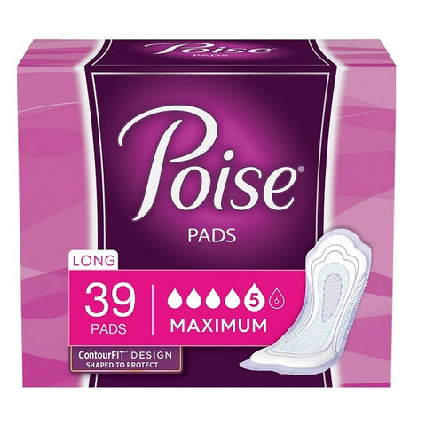 Poise Incontinence Pads Maximum Absorbency Long 2 x 39 Count