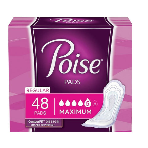 Poise Incontinence Pads With Soft Shields Maximum Absorbency Regular Length 2 x 48 Count