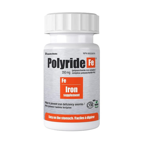 Polyride Fe Iron Supplement 350mg (Various Sizes) - YesWellness.com