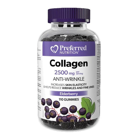 Preferred Nutrition 2500mg Anti Wrinkle Collagen Elderberry Gummies 110 Count