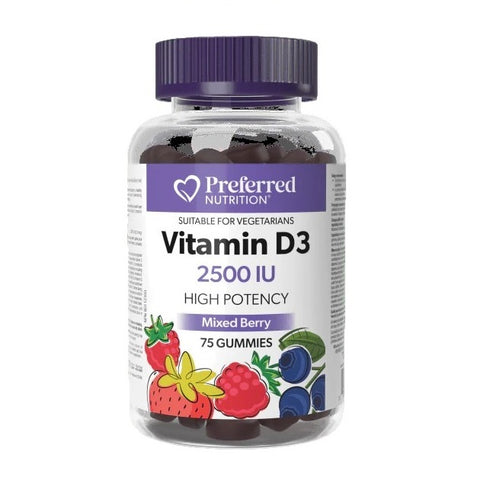 Preferred Nutrition Vitamin D3 2500 IU Mixed Berry Gummies 75 Count