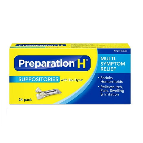 Preparation H Multi Symptom Relief Suppositories with Bio-Dyne 24 Pack