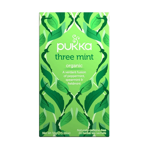 Pukka Three Mint Peppermint Spearmint & Fieldmint Organic Herbal Tea 20 Herbal Sachets