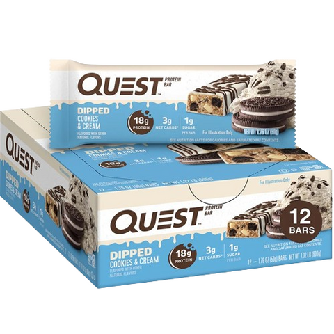 Quest Protein Dipped Bar Cookies & Cream - Yeswellness