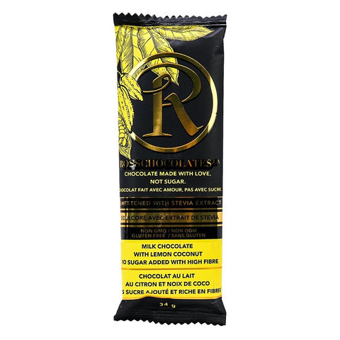 Ross Chocolates Milk Chocolate Bar With Lemon Coconut Sweetened With Stevia 12x34g - YesWellness.com