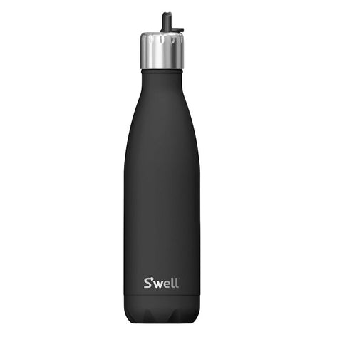 S'well Stainless Steel Water Bottle with Flip Straw Cap Onyx 17oz