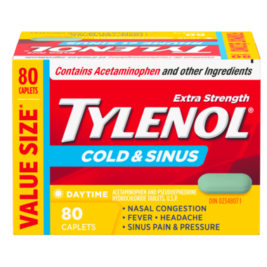 Tylenol Cold & Sinus Extra Strength Daytime 80 Caplets - Yeswellness.com