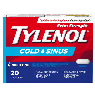 Tylenol Cold & Sinus Nighttime 20 Caplets - Yeswellness.com