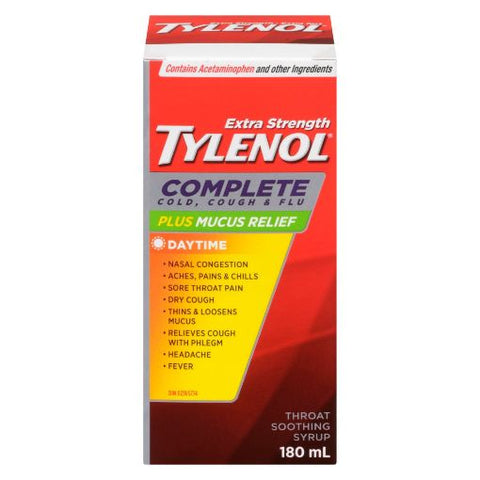 Tylenol Complete Cough Cold Flu Extra Strength 180mL - Yeswellness.com