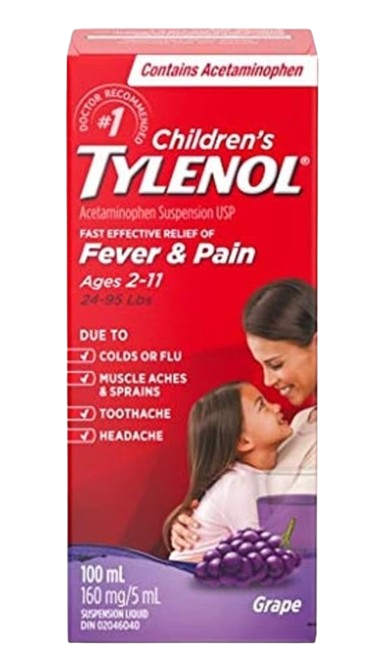 Tylenol Children's Suspension 160 mg per 5mL Grape 100mL - Yeswellness.caom