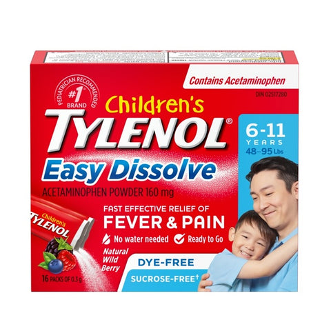 Tylenol Children's Easy Dissolve Acetaminophen Powder Wild Berry 160mg 16 Count