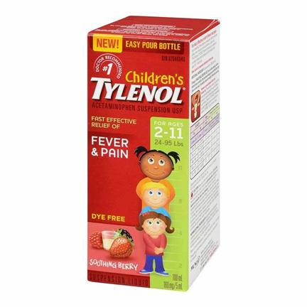 Tylenol Child Suspension Fever & Pain Dye Free Strawberry 100mL - Yeswellness.com