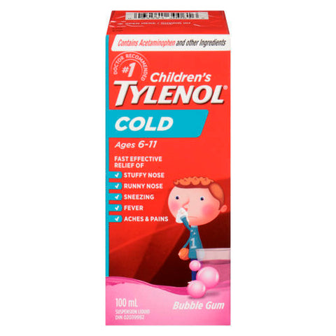 Tylenol Children Cold Oral Suspension Bubble Gum 100mL - Yeswellness.com