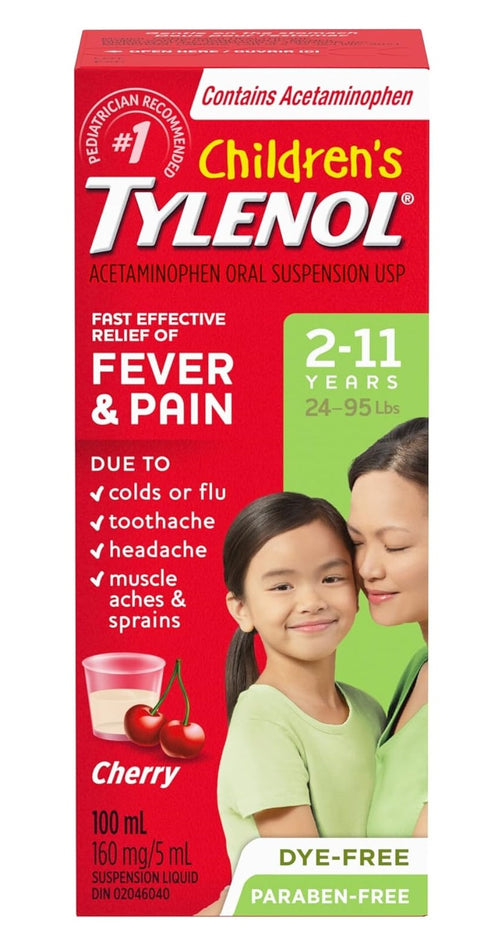 Tylenol Child Fever & Pain Dye Free Cherry 100mL - Yeswellness.com