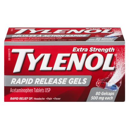 Tylenol Gelcap Extra Strength Rapid Release Gels 80 Caps - Yeswellness.com