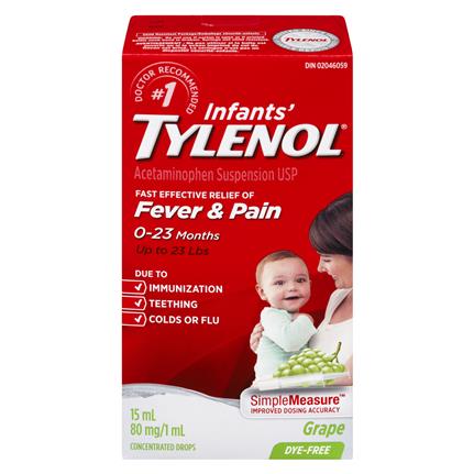 Tylenol Infants Drop Dye-Free White Grape 15mL - Yeswellness.com