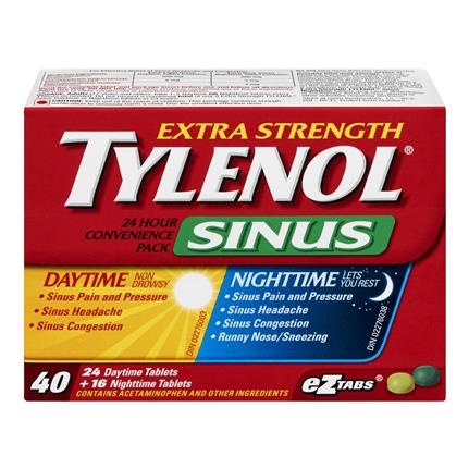 Tylenol Sinus Extra Strength Daytime & Nighttime 40 Tabs - Yeswellness.com