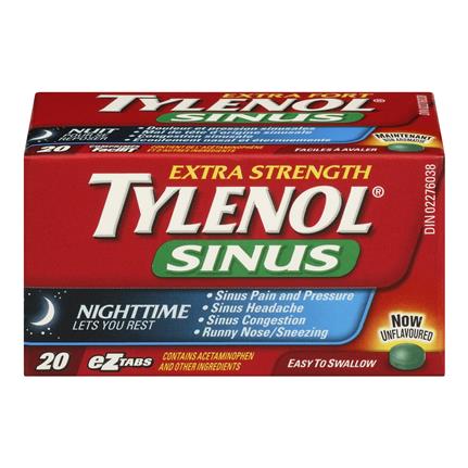 Tylenol Sinus Extra Strength Night Time 20 Tabs - Yeswellness.com