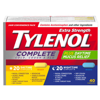 Tylenol Complete Cold Cough & Flu Plus Mucus Relief Day & Night 40 - Yeswellness.com