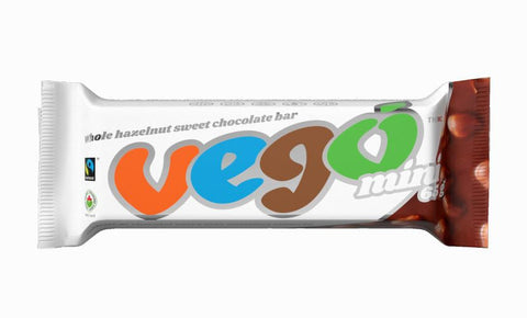 Expires October 2024 Clearance Vego Organic Whole Hazelnut Sweet Chocolate Bar - Mini 65g