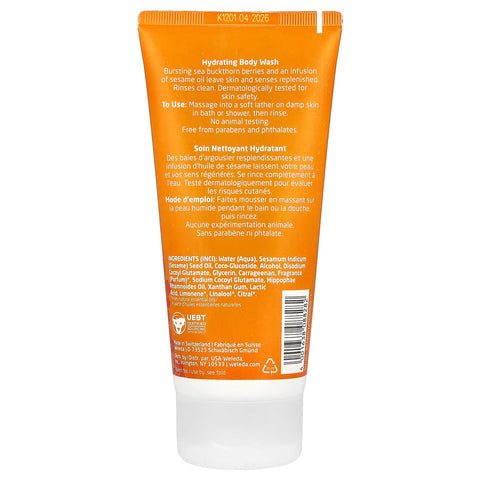 Weleda Sea Buckthorn Hydrating Body Wash 200mL back - Yeswellness.com