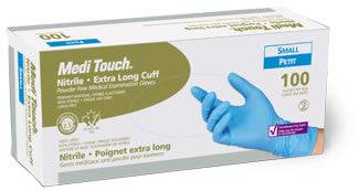 AMG Medical Medi Touch Nitrile Extra Long Cuff Powder Free Medical Examination Gloves - Small 100/Box - YesWellness.com