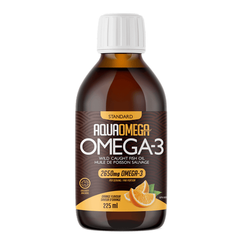 Expires December 2024 Clearance AquaOmega Omega-3 Wild Caught Fish Oil 2650mg Orange Flavour 225ml