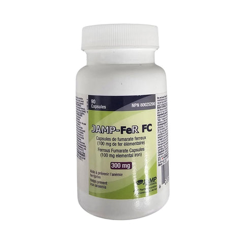 JAMP Ferrous Folic Acid & Vitamin C 300mg 90 Capsules - Yeswellness.com