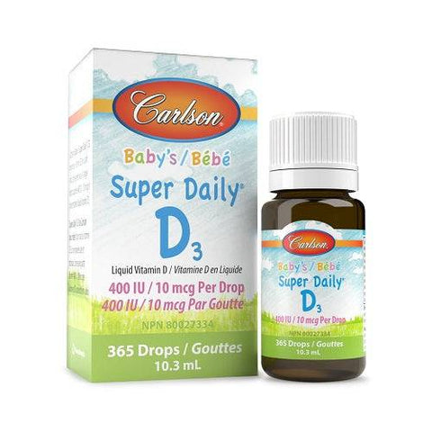 Expires September 2024 Clearance Carlson Baby's Super Daily D3 400 IU 10.3 mL
