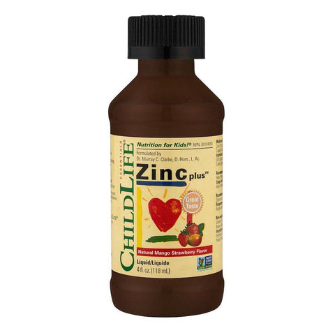 Expires January 2025 Clearance ChildLife Essentials Zinc Plus - Natural Mango Strawberry Flavor 118mL