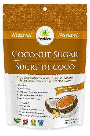 Expires November 2024 Clearance Ecoideas Natural Coconut Sugar Dark Brown 454 Grams