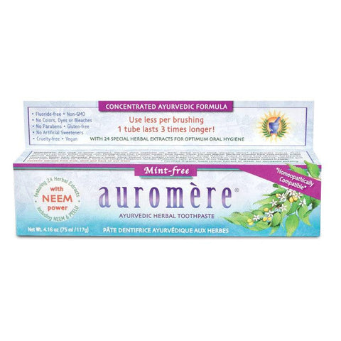 Expires February 2025 Clearance Flora Health AUROMÃƒË†RE Ayurvedic Herbal Toothpaste 75mL - Mint-Free