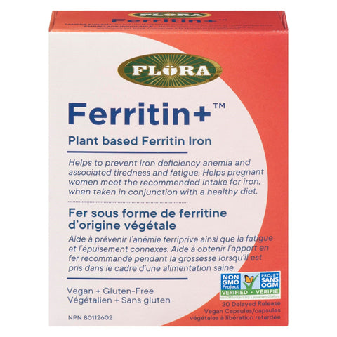 Expires June 2025 Clearance Flora Health Ferritin+ Plant Based Ferritin Iron 30 Vegan Capsules