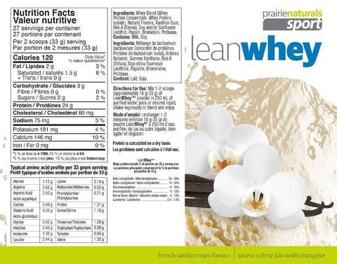 Prairie Naturals Sport Lean Whey Protein Powder (Various Flavours)