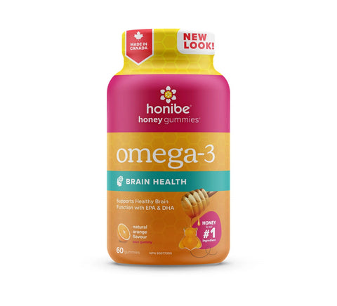 Honibe GummieBees Omega-3 Brain Health- Natural Orange Flavour 60 Gummies