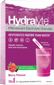 Expires February 2025 Clearance Hydralyte Electrolyte Granules 12 x 6g - Berry