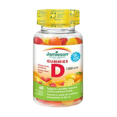 Jamieson Gummies D3 1000IU Orange Lemon Strawberry 60 All-Natural Gumm