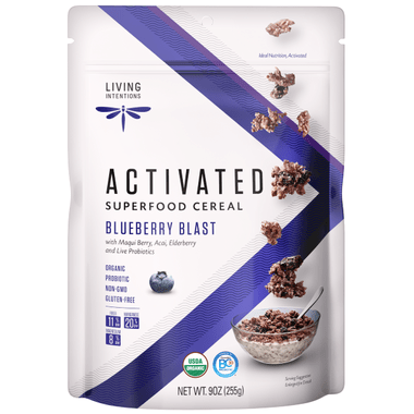 Expires February 2025 Clearance Living Intentions Activated Superfood Cereal Blueberry Blast 255 Grams