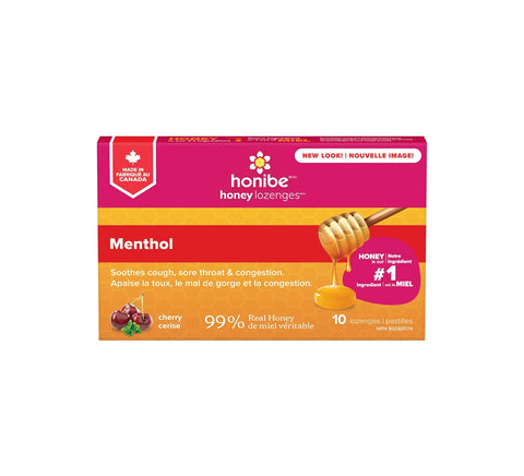 Honibe Honey Lozenges Soothes Cough, Sore Throat & Congestion - Cherry 10 Lozenges