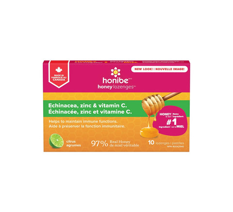 Honibe Honey Lozenges Immune Boost with Echinacea, Zinc & Vitamin C - Citrus 10 lozenges