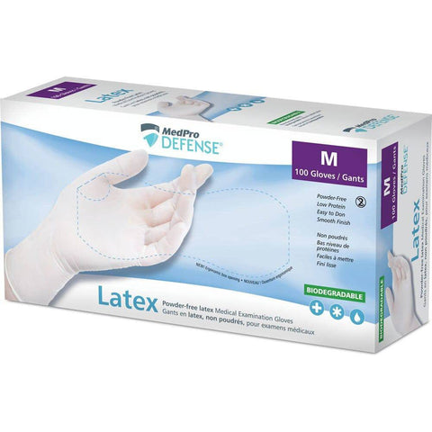 MedPro Defense Powder-Free Latex Medical Examination Gloves Box of 100 - YesWellness.com