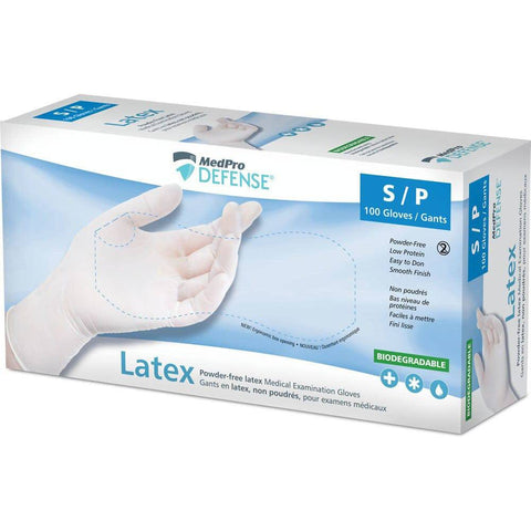 MedPro Defense Powder-Free Latex Medical Examination Gloves Box of 100 - YesWellness.com