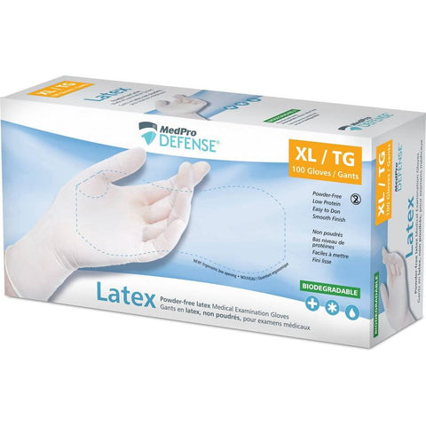 MedPro Defense Powder-Free Latex Medical Examination Gloves Box of 100 - YesWellness.com