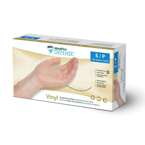 MedPro Defense Vinyl Powder-Free Medical Examination Gloves - Box of 100 - YesWellness.com
