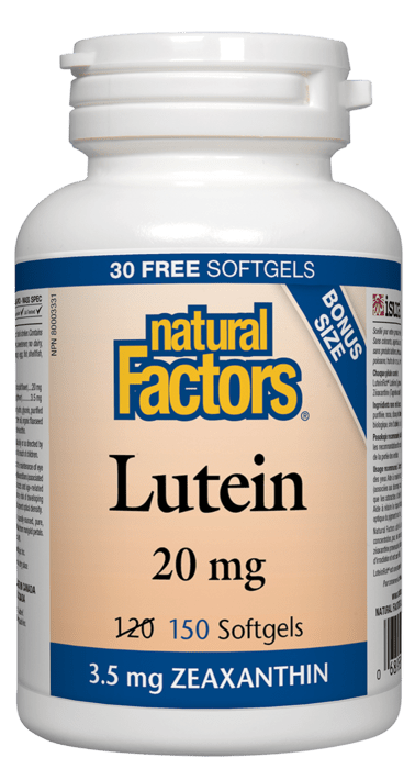 Expires March 2025 Clearance Natural Factors Lutein 20mg 120 + 30 Bonus Softgels