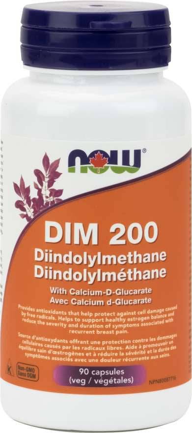 Expires February 2025 Clearance Now Foods DIM 200 Diindolylmethane with Calcium D-Glucarate 90 veg capsules