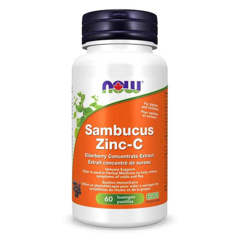 Expires February 2025 Clearance Now Foods Sambucus Zinc-C 60 Lozenges