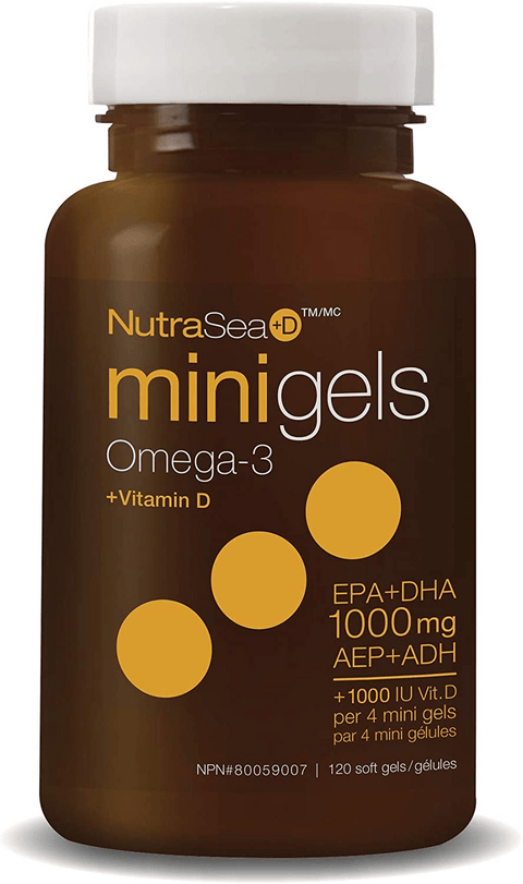 Expires March 2025 Clearance NutraSea +D Minigels Omega-3 + Vitamin D (EPA+DHA 1000mg) 120 mini softgels