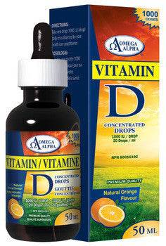 Expires February 2025 Clearance Omega Alpha Vitamin D 1000 I.U. Concentrated Drops 50 mL Natural Orange Flavour