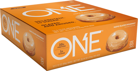 Expires January 2025 Clearance One Bar Maple Glazed Doughnut 60g x 12 Bars